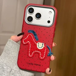 Winter - Themed Embroidered Horse Phone Case - New Year Edition - Honor 200 (Wine red)