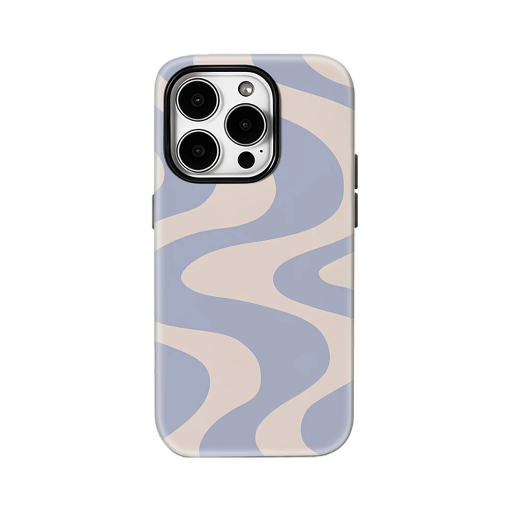 Luxury Double-Layer Wavy Back Cover in Light Blue and Cream