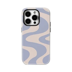 Luxury Double - Layer Wavy Back Cover in Light Blue and Cream - iPhone 14 Plus (FLR - 327FLR1017A3)