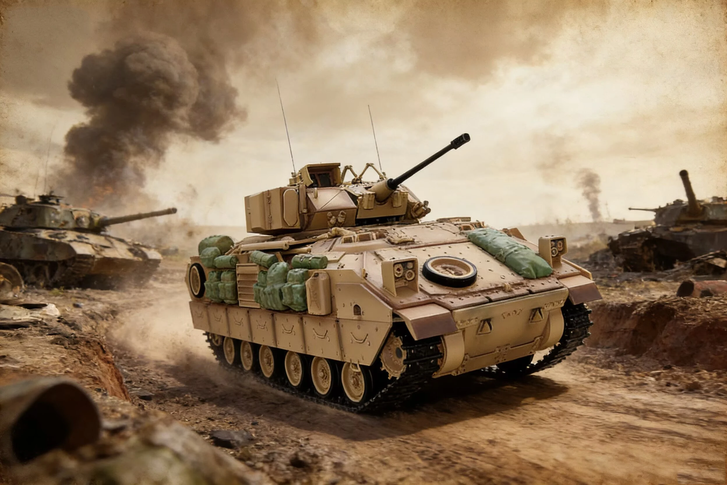 원격 조종 장갑병 수송차 모델 US M2A2 브래들리 대형 원격 조종 탱크 조명 장착 장갑 전투 탱크, T