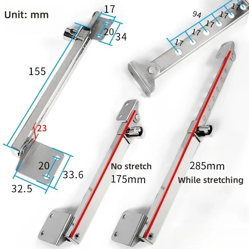 Telescopic Wind Support Limiter Alloy Sliding Window Safety Limiter Sliding Support Fireproof Window Windproof Fixed Rod