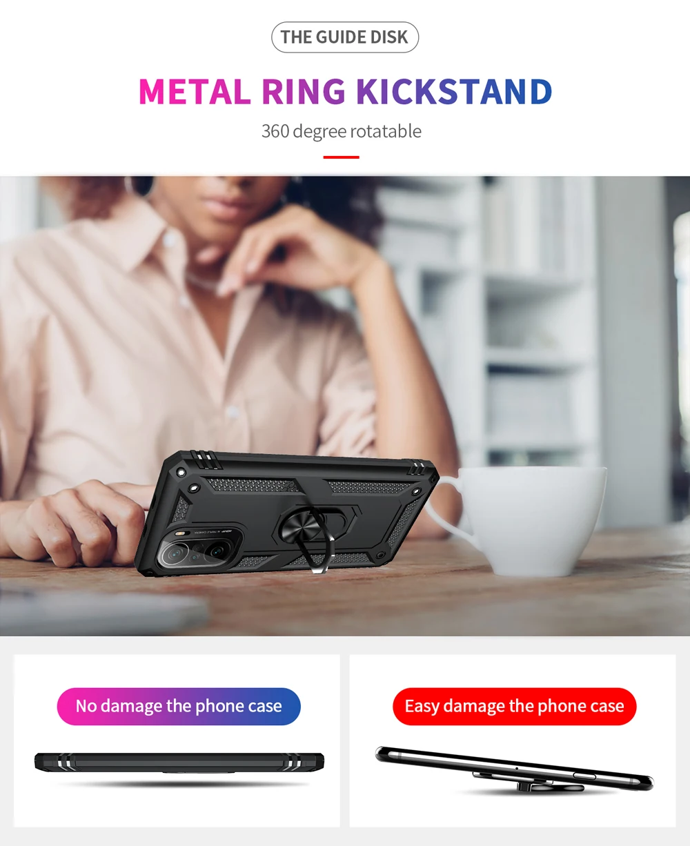 Shockproof Ring Stand Funda TPU Bumpe Cover for Xiaomi Mi11X Mi11i Mi 11i 11X Poco F3 Redmi K40 Pro Plus Ultra K40pro Case Shell 6
