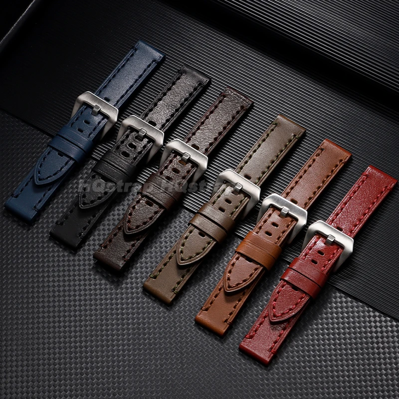 Premium Genuine Leather Watchband - Handmade Cowhide Strap for All-Day Comfort