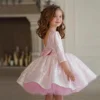 Glitter Pink Girl Dress Knee Length Princess Dres Flower Girl Dresses Cute Baby Girl Dress Girl Birthday Party Dresses