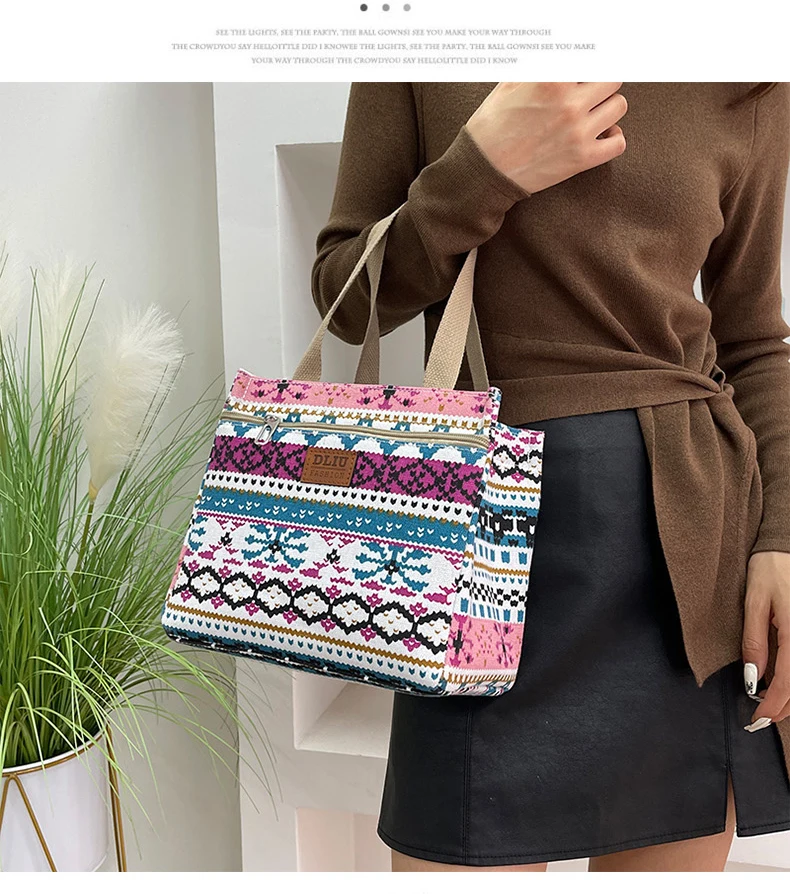 Neue Lunchtasche mit Streifenmuster, Folienisolierung und Griffen für Arbeit und Pendeln – Detail 28