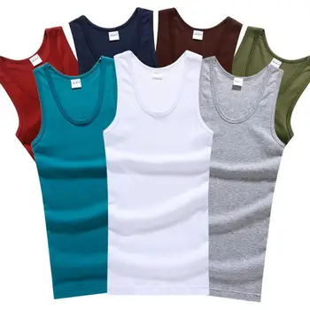 Hot Sale Men's Sleeveless Breathable Fitness Vest Basic Elastic Tank Top Men's Cotton Bodybuilding T-shirt Classic Color Clothes 1