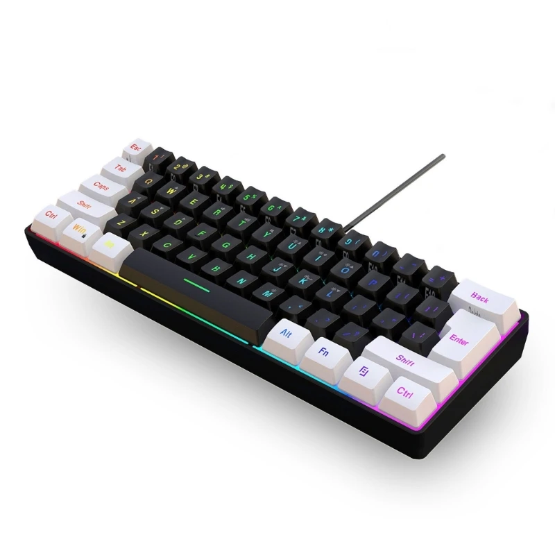 

Новая ультракомпактная проводная игровая клавиатура с RGB-подсветкой, плавающие колпачки, 61 клавиша