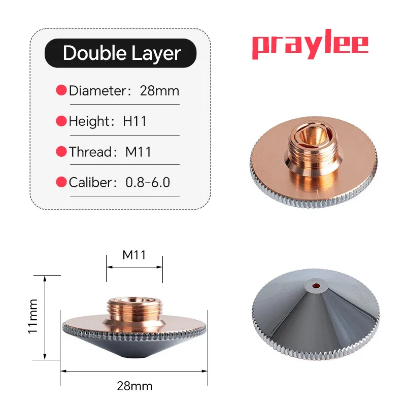 Laserschneiddüse Typ A D28 M11 D32 M14 H15 Einzel-/Doppelschichtkaliber 0,8-6,0 Raytools Precitec WSX Laserschneidmaschine