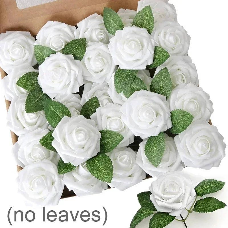 5/10/20/30/50Pcs Künstliche Rose Blumen Schaum Gefälschte Rose Köpfe Mit Stiele Für DIY hochzeit Bouquets Home Party Dekoration Lieferungen – Detail 13