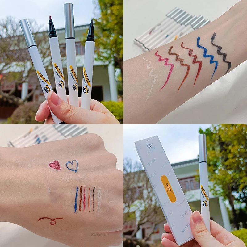 Eyeliner Pencils Eyeliner Pen Liquid Eyeliner Make-up Brown White Colored Eyeliner Pencil Waterproof Long-lasting Liquid Eye Liner Silkworm Pen Fast Dry Cosmetics for Eyes