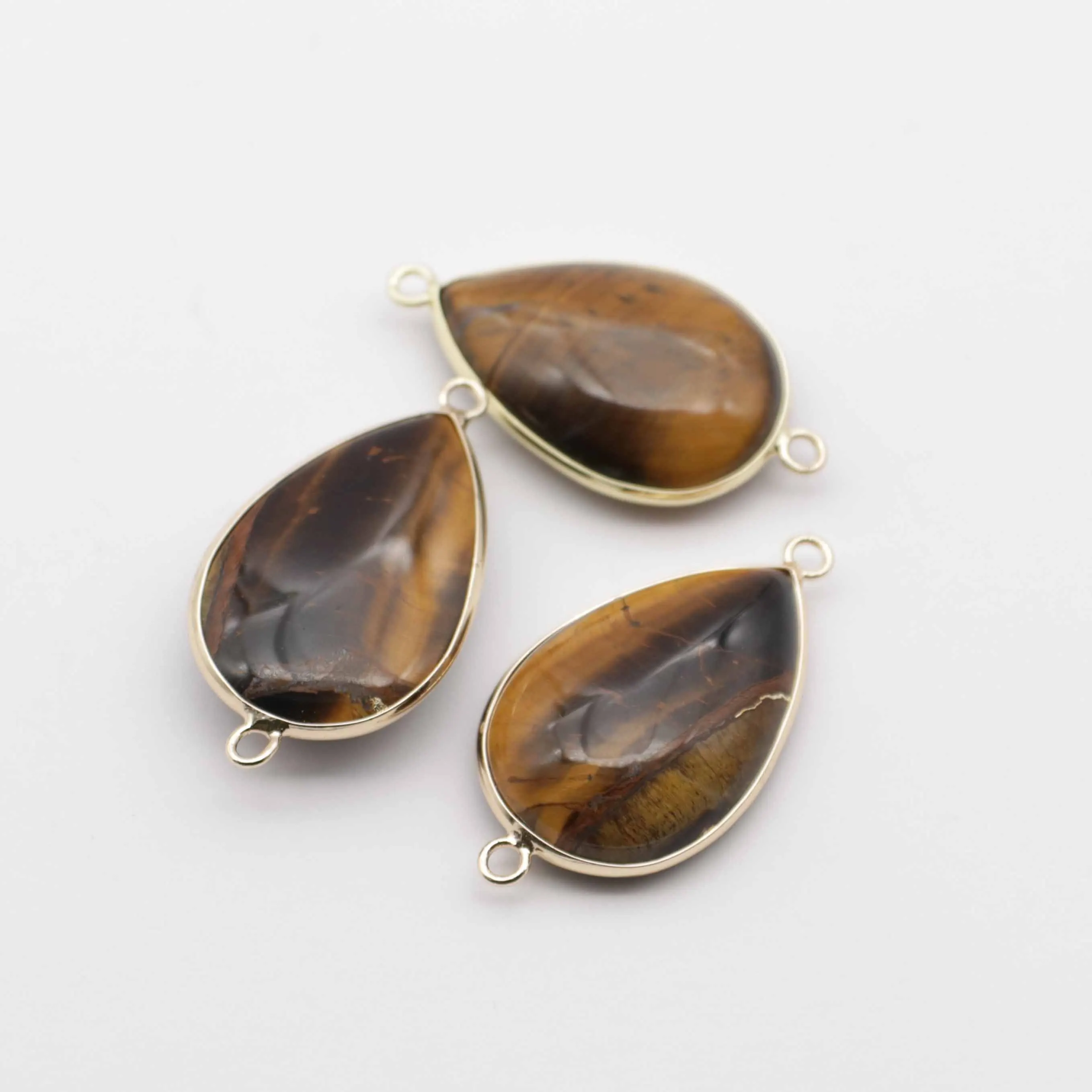 Gains Gemstone Drop Connector With Gold Plating Edge Jewelry Design Fitting Accessories Unakite Lapis  Decoration Free Shipping