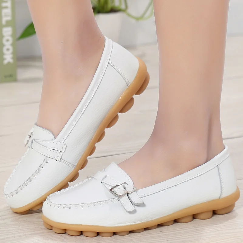 

Spring Autumn New Work Shoes Oxford Soft Sole Flats Women's Casual Belt Buckle Women Peas Shoes Comfort Plus Size Women Loafers
