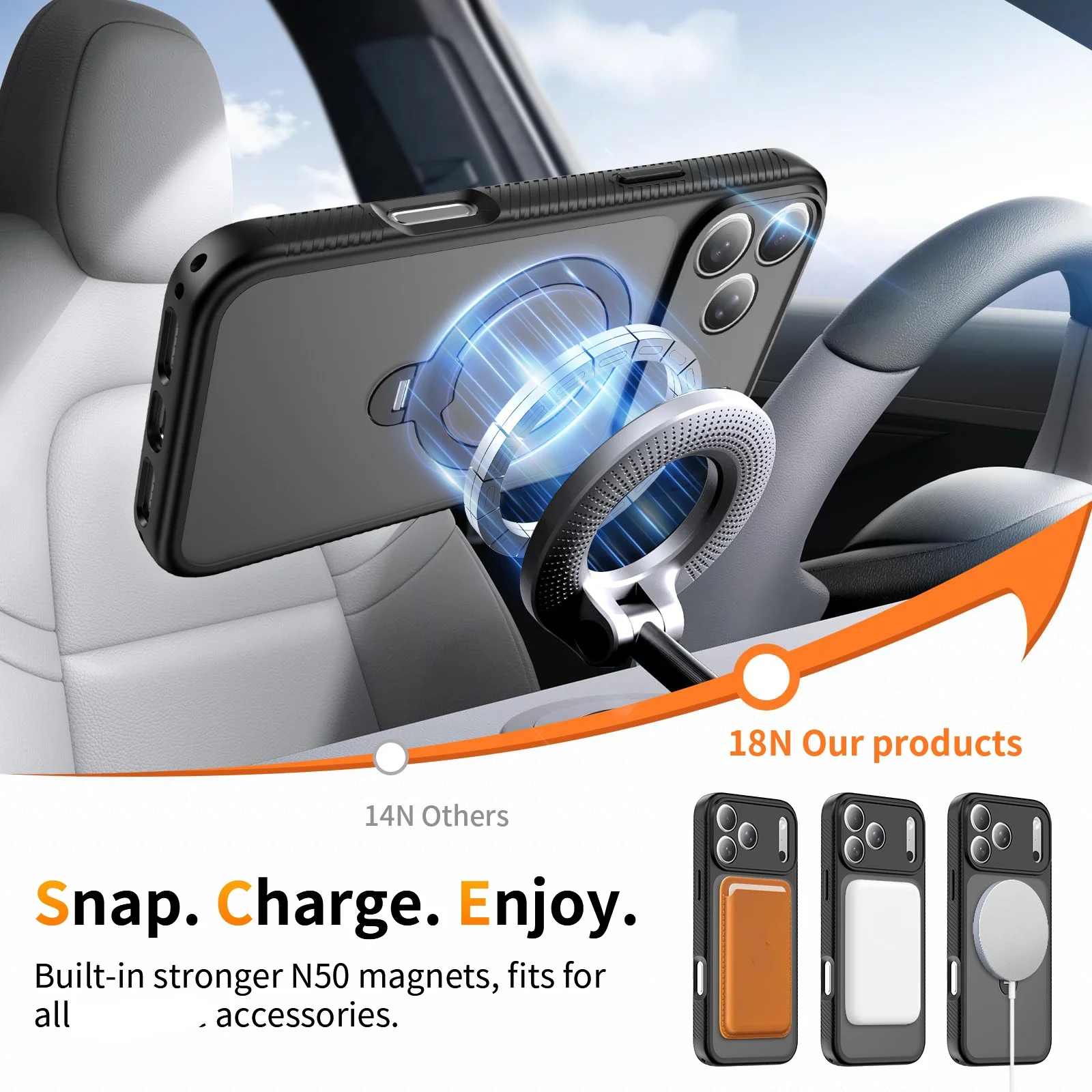 Rotating Magnetic Stand Case with 360 Ring - Shockproof Lens Protection Cover
