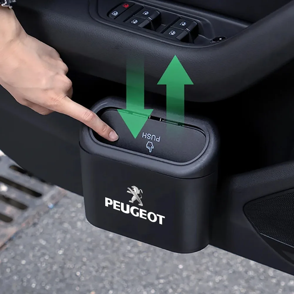 In-vehicle Trash Can Car Garbag Case Storage Bucket Accessories For Peugeot 408 4008 308 3008 Rifter 5008 508 2008 208 301 car trash can