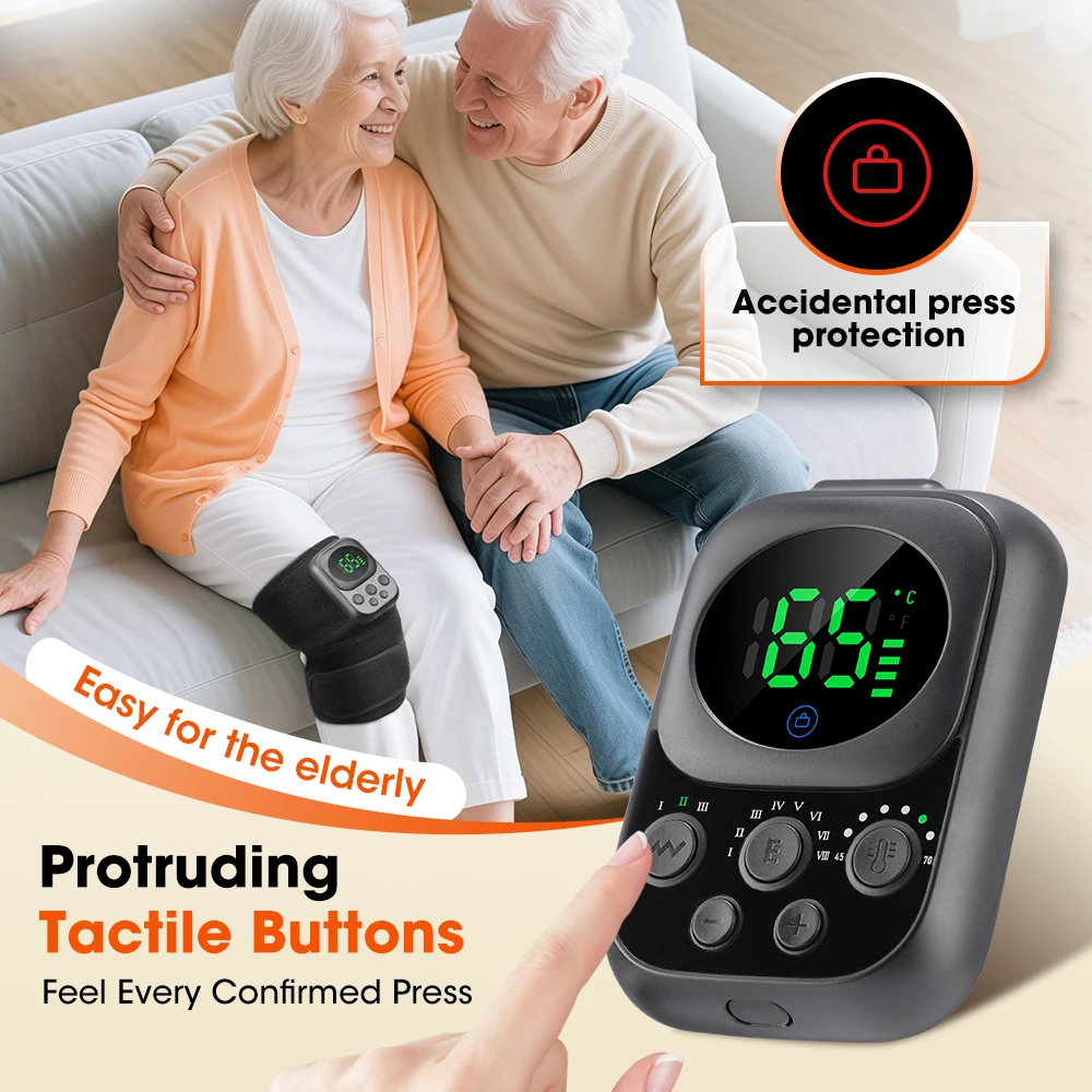 EMS Knee Massage Pad Heating Vibration APP Comtrol Thermal Shoulder Elbow Massager 3 in 1 Hot Compress Knee Brace Belt