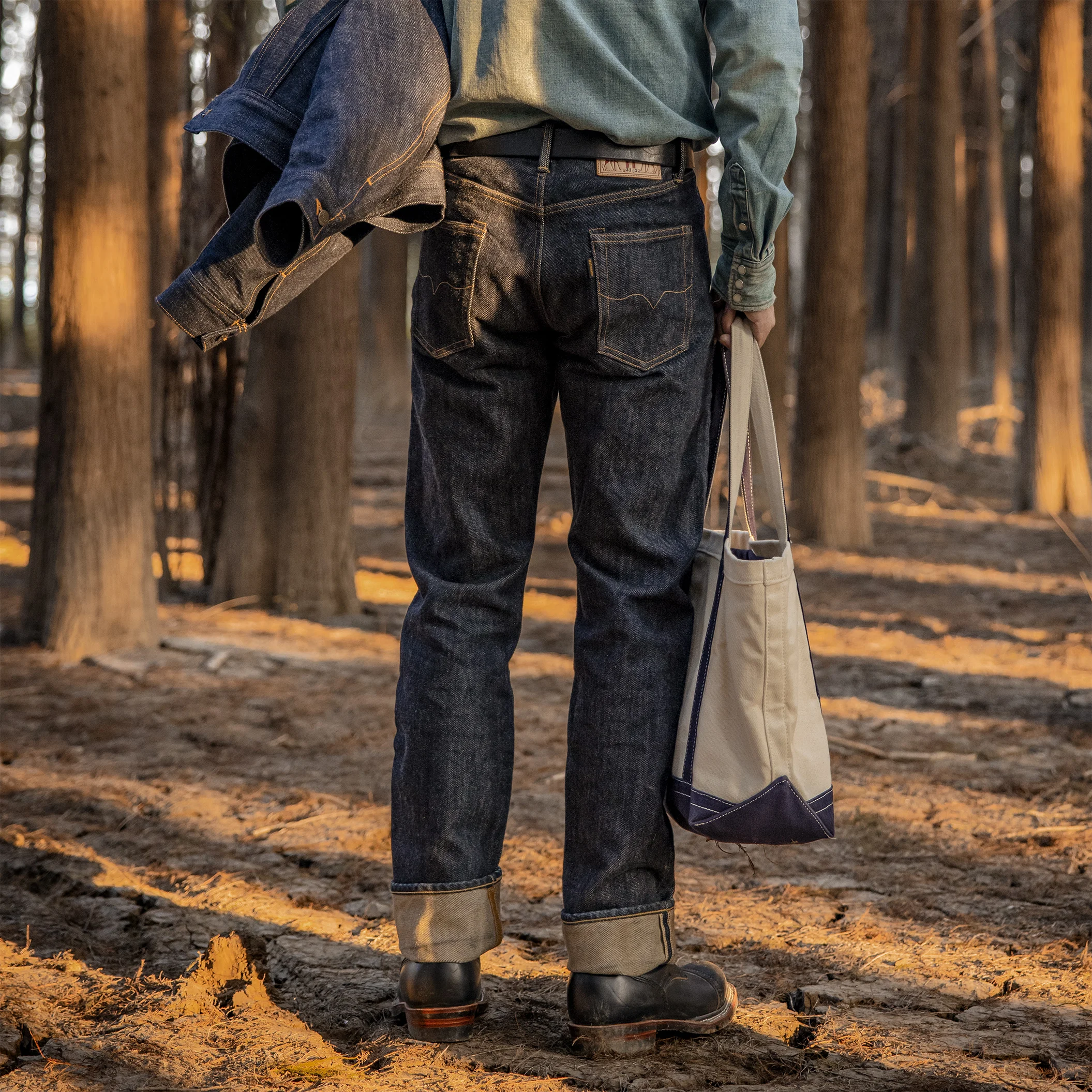 634S-0001  Raw Indigo Selvage Washed 21oz Super Heavy Denim Jeans Sanforised Pants 3