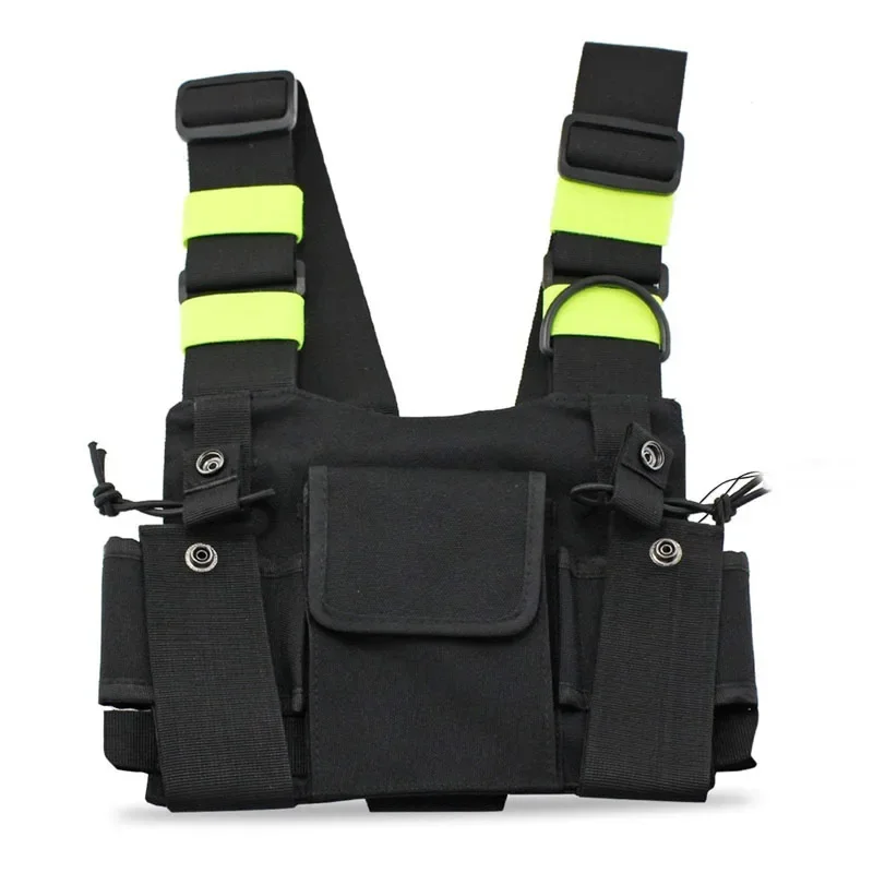 Radio Chest Harness Chest Front Pack Pouch Holster Vest Rig Carry Case w/ Green Reflective Stripe for 2 Way Radio Walkie Talkie radio chest harness chest front pack pouch holster vest rig carry case w green reflective stripe for 2 way radio walkie talkie