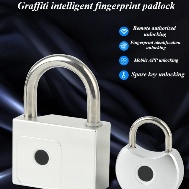Waterproof Tuya APP Remote Smart Padlock Fingerprint Electronic Padlock USB Rechargeable Backup Port With Key Unlock 3