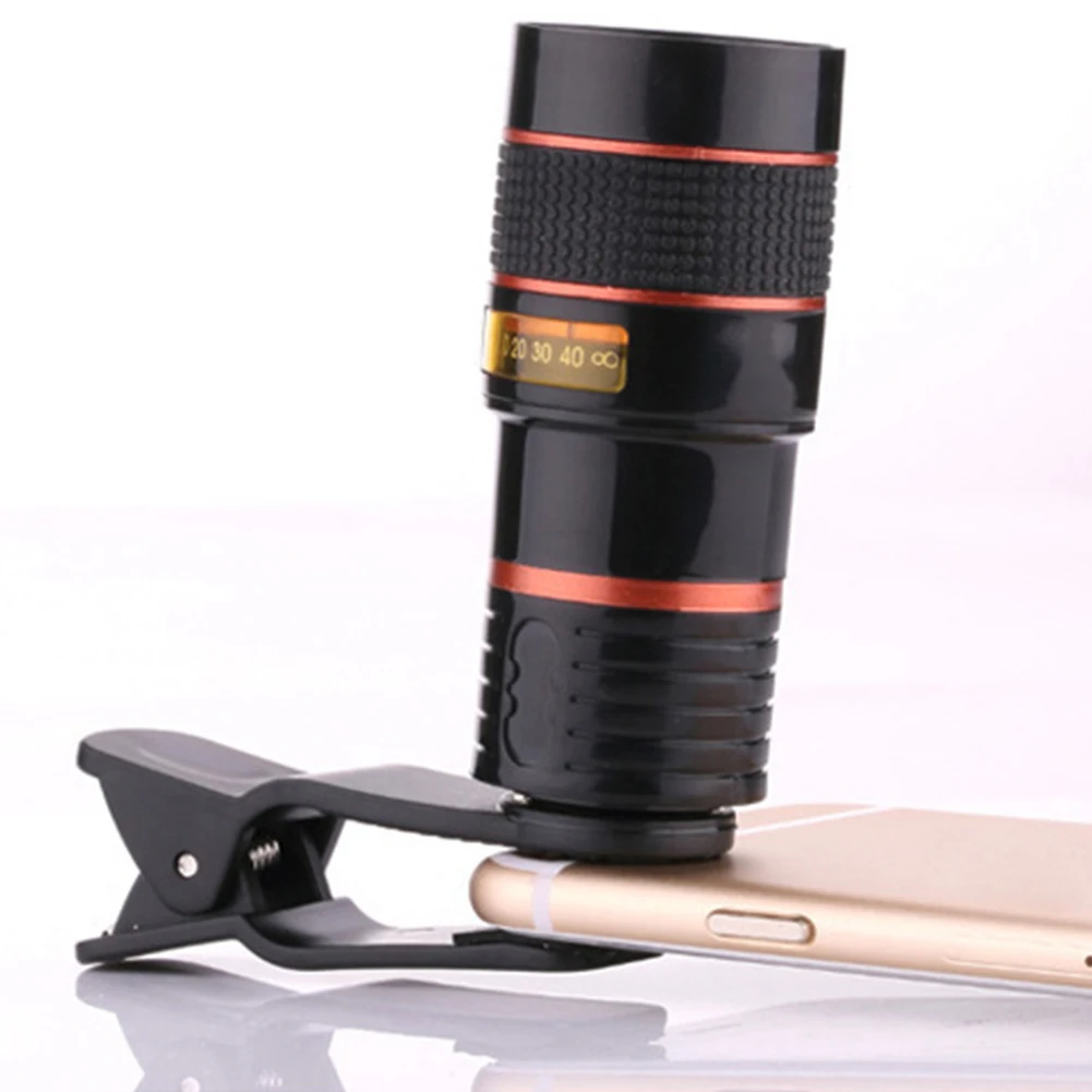 20/12/8x Optical Zoom Camera External Telescope Lens with Clip Universal Phone Camera Lens Wide Angle Monocular Photography Lens