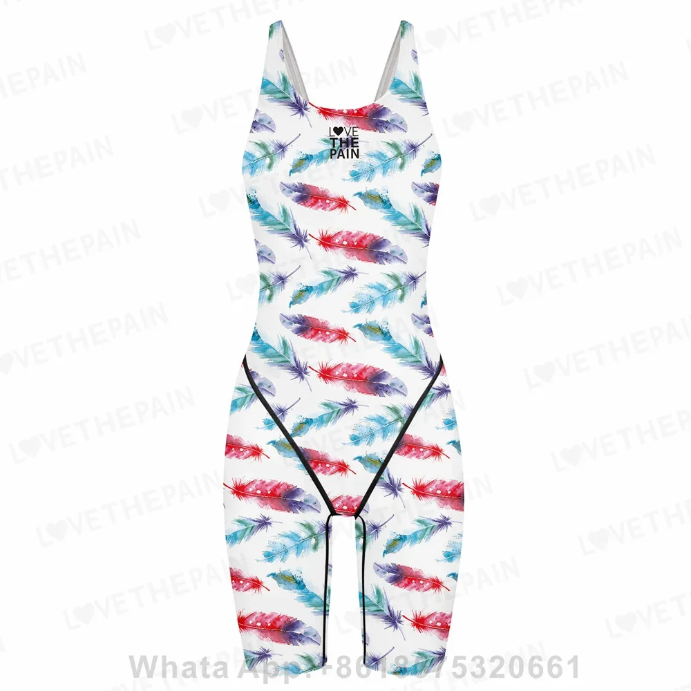 Girls Love The Pain Kids Sleeveless Swimming Jumpsuits Print Interesting Back Swimwear Knee Length Swimwear Beach Wear Bikini