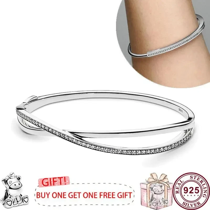 New Popular 925 Silver Signature Series I-d Meteor Women's Classic Open Signature Bracelet Suitable for Charming Jewelry
