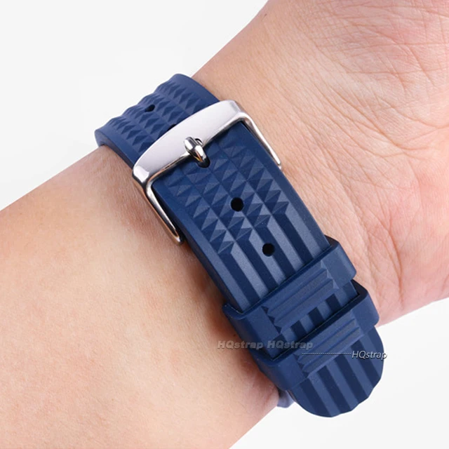 Premium Soft Rubber Waffle Watchband 20mm 22mm Replacement Strap for Seiko Water Ghost Sport Watchband Black Green Wristband 4