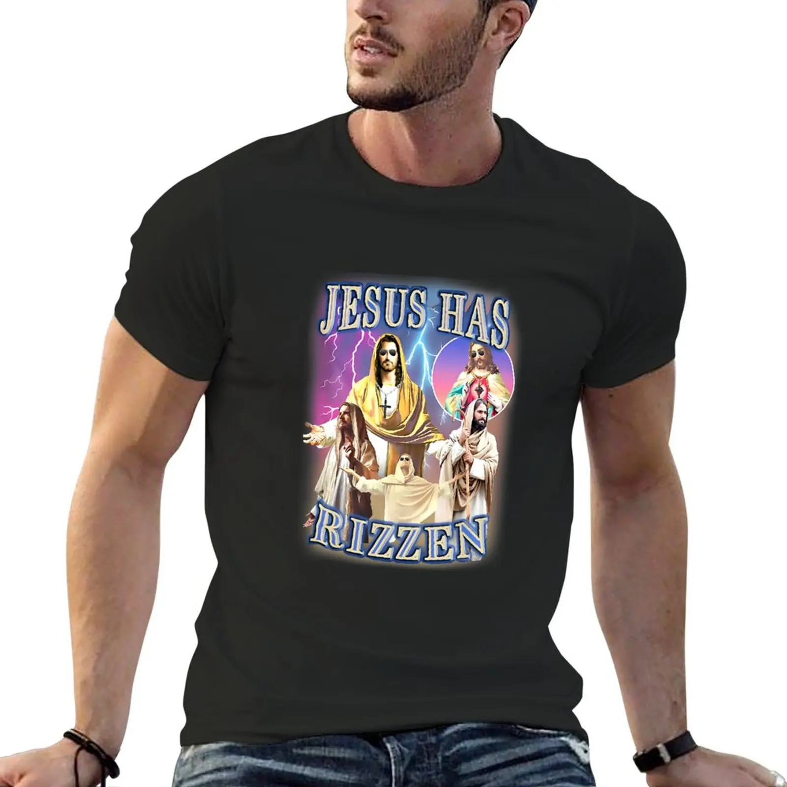 

New Jesus Has Rizzen T-Shirt kawaii clothes anime T-shirt for a boy t shirts for men pack