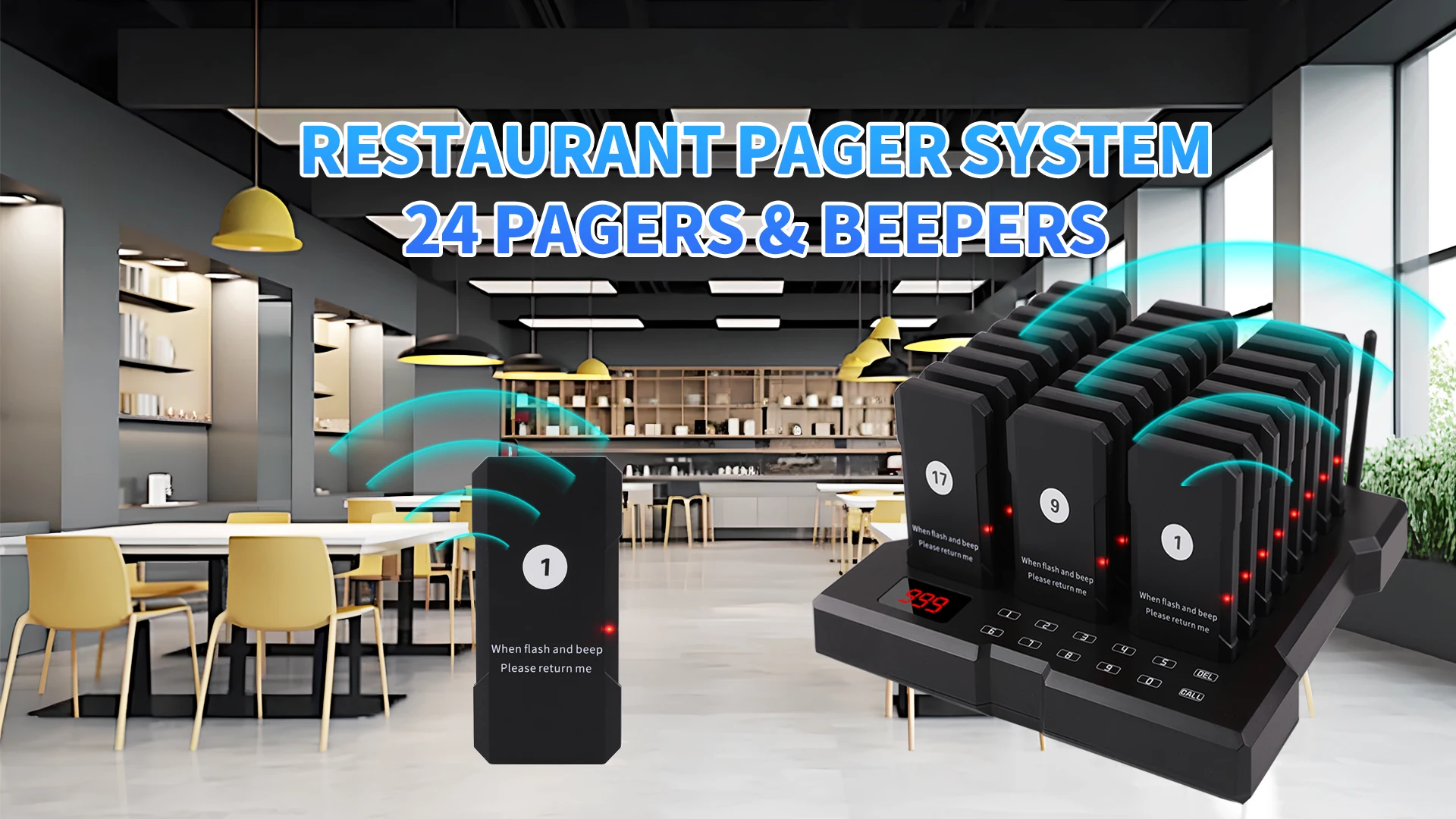 Description Picture 4 of itemWirelesslinkx Wireless Restaurant Pager System 24 Buzzer Wireless Calling Beeper System Restaurant Coffee Dessert Burger Shop