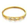 Women's Wedding Bridal Cubic Zircon Cuff Bangle Bracelet Indian Africa Lady Jewelry Ethiopian Gold Color Bride Jewelry Gift 1