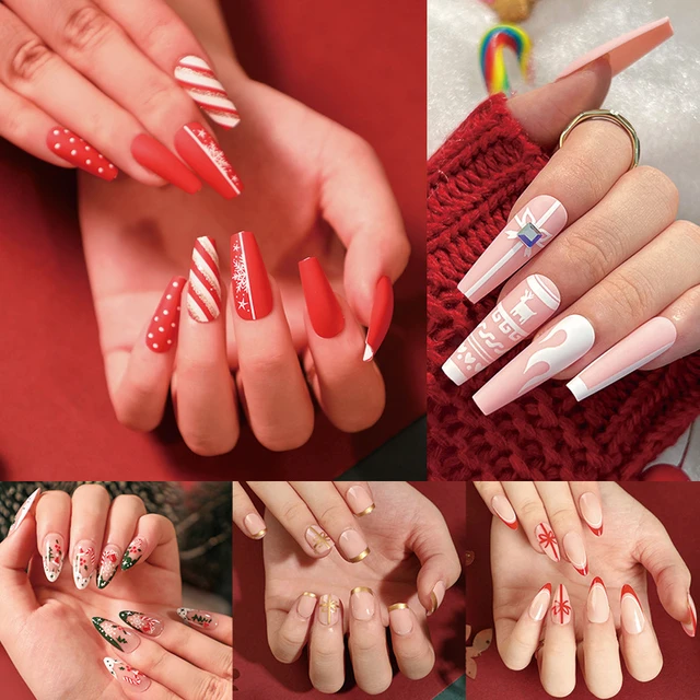 24Pcs/Box Christmas series Fake Nail Full Cover Wearable Acrylic