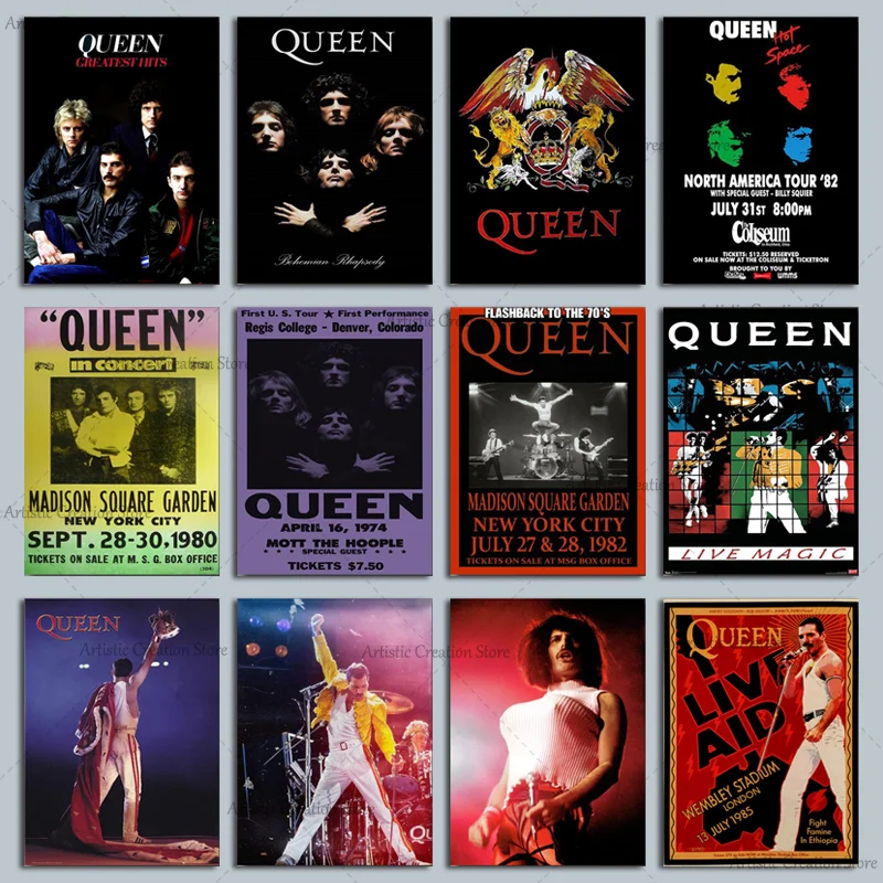 Queen_Band Poster Musik Freddy Art Canvas Print Painting Wall Art Pictures For Modern Family Bedroom Wall Art Home Decor Gift