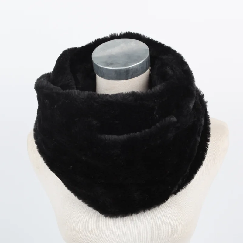 Scarf Women Faux Rabbit Fur Infinity Winter Fashion Solid Color Snood Neckerchief Femme Outdoor Thicken Warm Ring