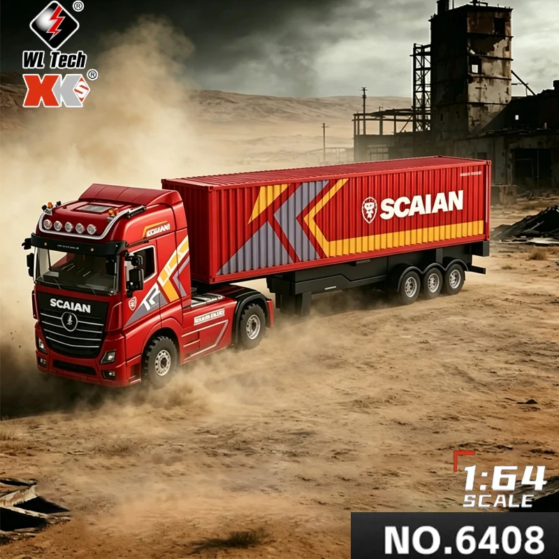 2026 WLtoys 6408 RC카 1:64 스케일 미니 4WD 컨테이너 트럭 드리프트 레이싱 트럭 트레일러 포함 리모컨 오프로드 장난감 (어린이용)
