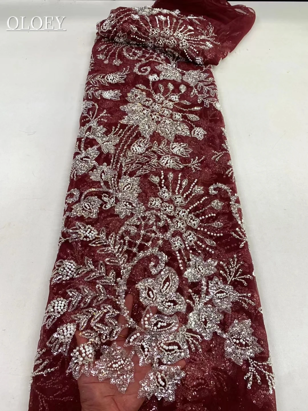 

High-End Fashion Embroidery Heavy Groom Lace Fabric African Nigerian With Sequin Fabric For Wedding Dress Party