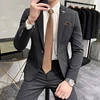 Luxury Men Blazer Spring and Autumn Fashion Men's Solid Color Casual Business Suit Jacket Groom Wedding Dress Party Suit Coat 1