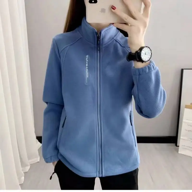Women's Plus Size Polar Fleece Zipper Jacket - Autumn Winter Casual Sportswear