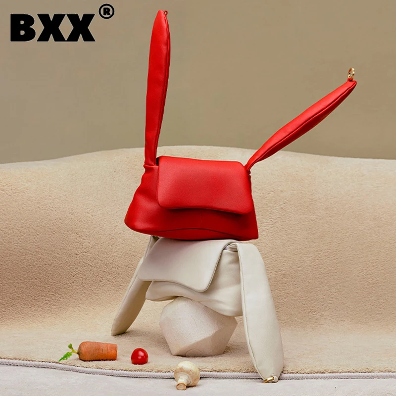 

[BXX] Rabbit Designer's Bag Shoulder Crossbody Cute Bags For Women 2023 New Fashion Simple Solid Color Handbag Female 8AB769