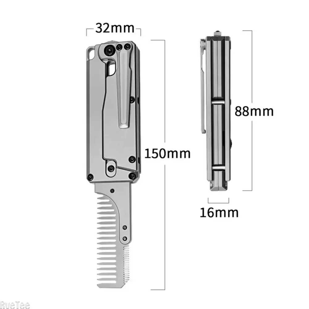Multi-function EDC Utility Window Breaker Titanium Alloy Folding Comb Replaceable Comb Outdoor Camping Hunting Survival Tool 6