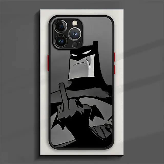 thumbnail image 1 of Phone Case For iPhone 15 14 11 Pro Max 13 12 Mini XR XS X 7 8 6 6S Plus Hard Matte Shell Middle Finger Batman, 1 of 5