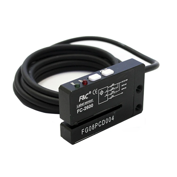 

High speed Paper label photo sensor, FC-2600 Button setting Light/Dark, economic labeling machine or packing machine sensor