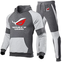 ROG Republic of Gamers-Sweats à capuche zippés pour hommes, pantalons de survêtement Harajuku, sports, confortables, polyvalents, imbibés, printemps, automne, nouveau, 2024 3