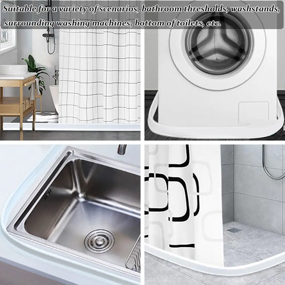 Silicone Shower Threshold Professional Wet Dry Separation Non-slip Self-Adhesive Water Stopper Sink