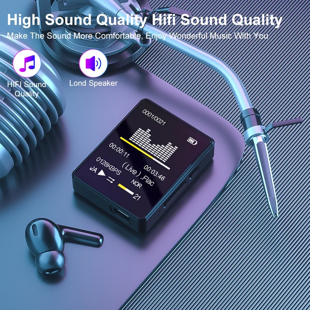 MP3 מוסיקה נגן מיני ווקמן מגע מסך תלמיד HIFI קול Mp4 Bluetooth 5.0 FM רדיו וידאו השמעת רמקול ספר אלקטרוני מקליט image_1