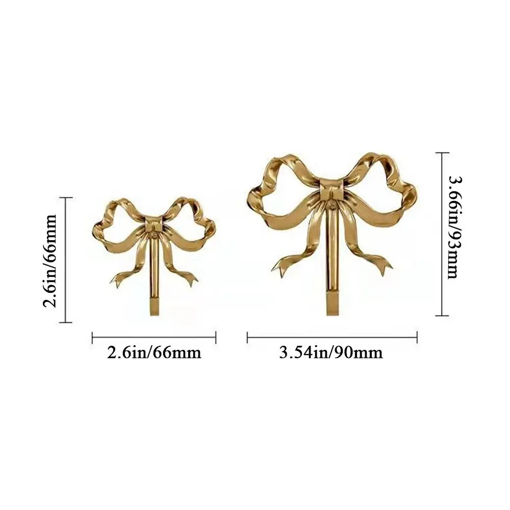 Retro Brass Bow Shape Wall Hook Gold Functional Bow-Knot Hook Wall Hangings Decorative Wardrobe Hanger Clothes Coat 6