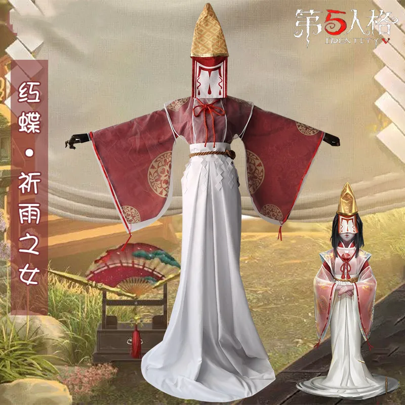 

Anime Identity Ⅴ Geisha Michiko New Skin Blessing Cosplay Costume Suit Top Shirt+Skirt+Kimono+Hat+Waistband+Waist Decoration