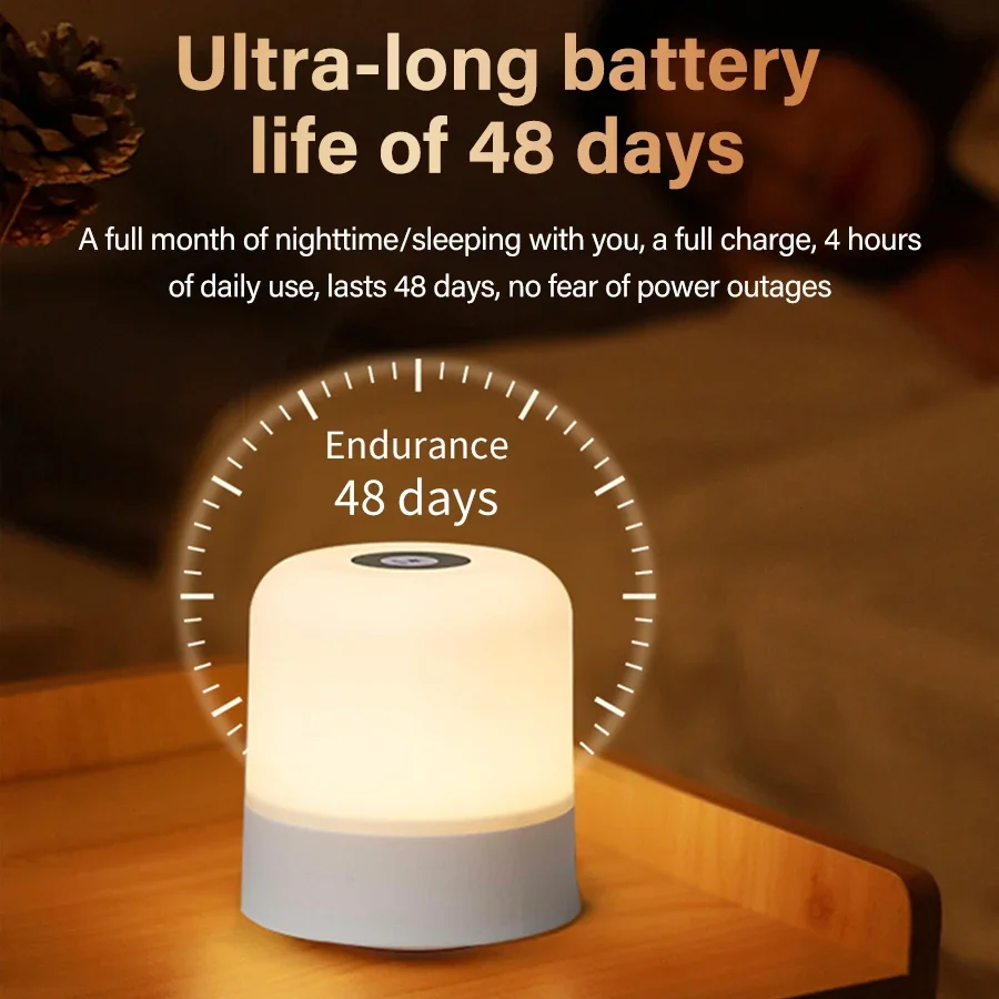 LED Table Lamp 13 Color Touch & Remote Control Dimmable Rechargeable Bedside Night Lamp for Room Decor
