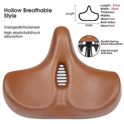 Ergonomic Shock - Absorbing Bicycle Saddle - Comfortable & Thick Cushion (132 Light Brown)