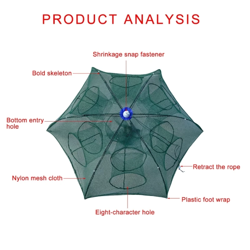 Fishing Traps 6/8/10/12 Holes Umbrella Foldable Fishing Net Cage