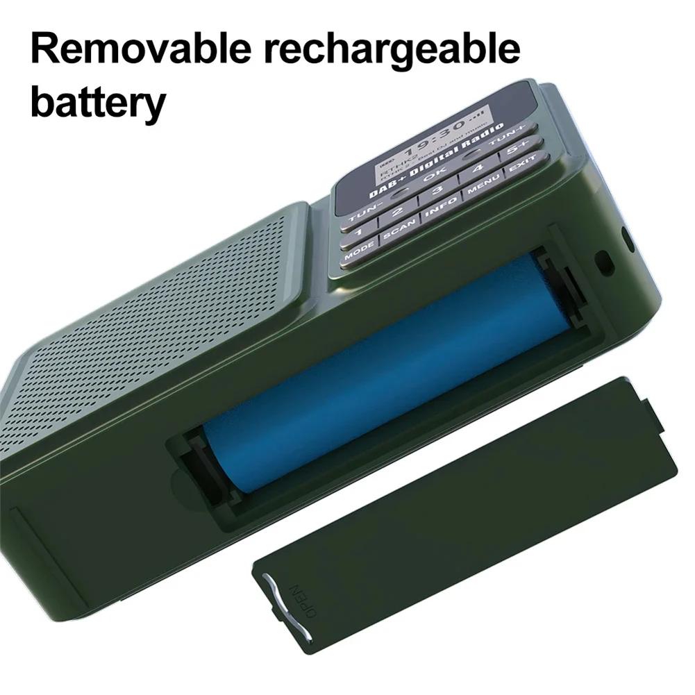 1200mAh Bluetooth DAB Digital Radio Receiver Lightweight Rechargeable Portable Radios Home Broadcast Audio Speaker Music Player