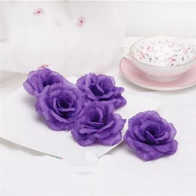 Set of 10 Elegant Gold Silk Rose Flower Heads